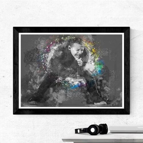 Modern Black White Wall Art Pictures Chester Bennington Canvas Art Prints Music Poster For Living Room Decor