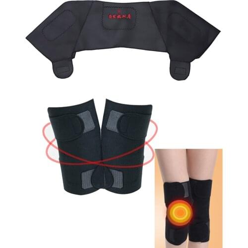 Tourmaline Self Heating 1pcs Shoulder Pad + 1pair 32 Magnets Knee Brace Pain Relief Arthritis Support Magnetic Therapy Tool