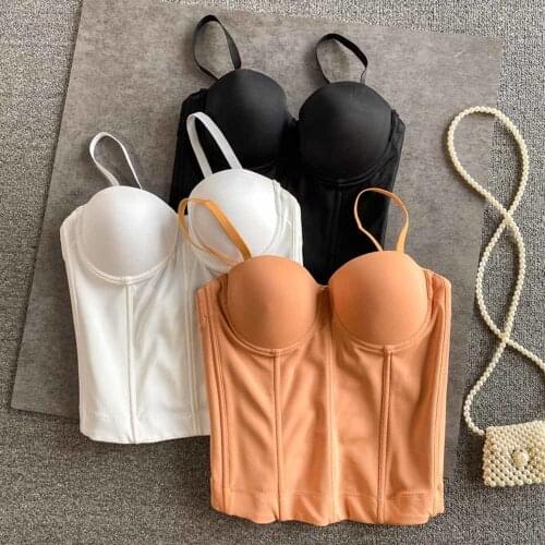 Women Tank Tops Fishbone Corset Crop Top Summer White Black Sleeveless Top Women Backless Fashion Sexy Tanktop