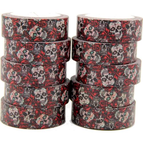 10pcs/Lot 15mm x 10m Halloween Skull Washi Tape Scrapbook Paper Masking Adhesive Merry Christmas Washi Tape Set