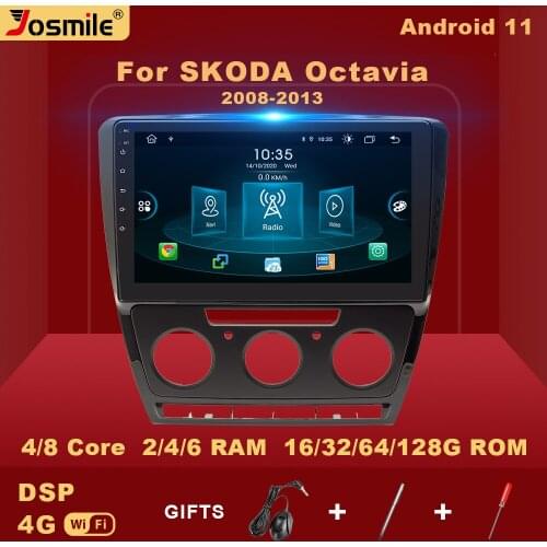 2 Din Android 11 Car Multimedia Player For SKODA Octavia 2 2008-2013 A5 Radio Video Audio Navigation AI Voice Control Carplay 4G