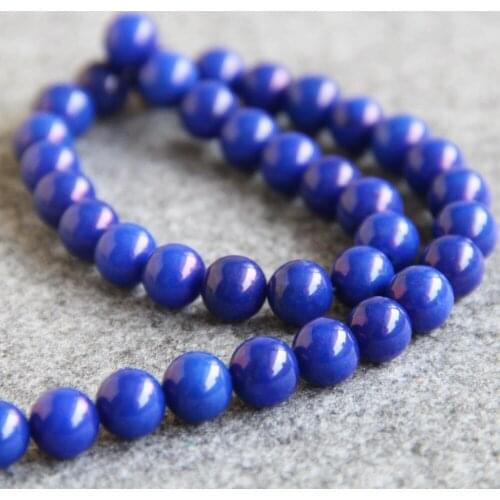 2021 New For Necklace&Bracelet 10mm Natural Dark Blue Chalcedony Beads Round Stone Loose DIY Beads 15inch Fashion Jewelry Making