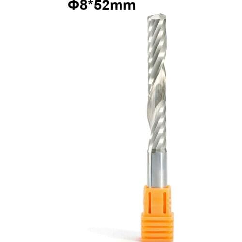 3pc SHK 8mm CEL 32mm 42mm 52mm Single Flute CNC Router Bits One Flute Spiral End Mills Carbide Milling Cutter Spiral PVC Cutter