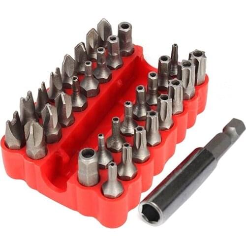 33pcs Security Tamper Proof Bit Torx Hex Star Spanner Tri-Wing Spanner Screwdrive Magnetic Bit Holder Screw Driver Bit T10