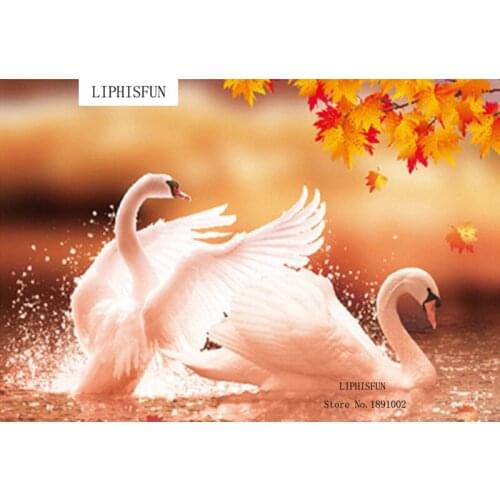 5D Full Drill Diy Diamond Painting Handmade Lover Swans Cross Stitch Resin Square Diamond Diamond Embroidery Home Decor
