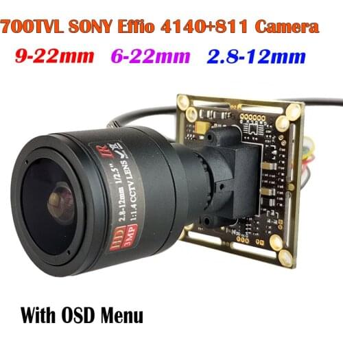 700TVL CCD SONY Effio 4140+811 Sensor 9-22mm 2.8-12mm Lens DIY Mini CCTV Camera Board With Osd Menu Cable