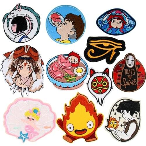 Princess Mononoke and Her Mask Applique Patches DIY Iron On Shoe Jeans Bag Clothes Spirited Away Stickers Embroideried Badges