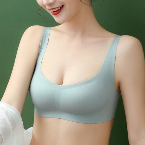 No Trace No Steel Ring One Piece Women Underwear Vest-style Bra Big Breasts Gathered Pure Color Bra
