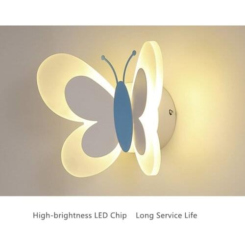Butterfly Kids Wall Lamp Night Light is Suitable for Childrens room Bedside Bedroom Corridor Decoration Wall Light