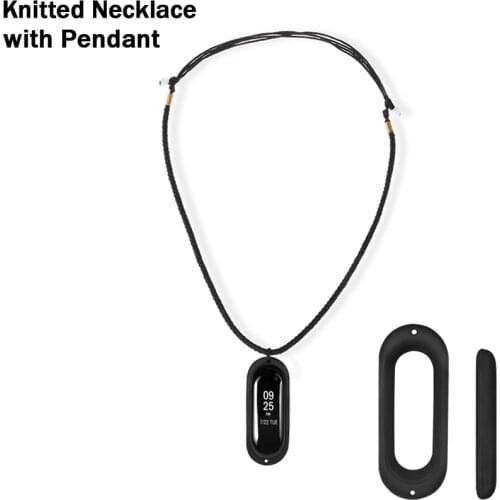 DIY Knitted Necklace With Rubber Pendant Holder Cover Case For Xiaomi Mi Band 3 Case Replacement Accessories for Mi Band 3