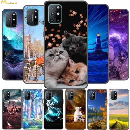 For Oneplus 8T Cases Silicone Soft Phone Cover Oneplus7T One Plus 7 7T 8 T Case Cute Love Carrier Wolf Back Protective Black TPU