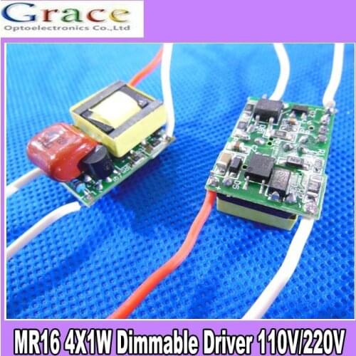 10pcs/lot 4W 4X1W Dimmable Driver AC110V 220V To DC12V 300mA 50/60Hz For LED Spotlight Blub Brightness Adjust
