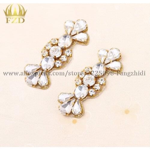 FZD 100 pcs Bridal Wedding Beaded Crystal Rhinestones Applique For Shoes Decor Beading Glass Trimming Waistband Patch