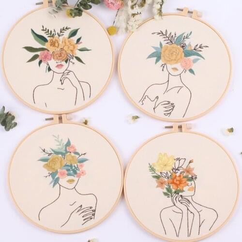 Cross Stitching Kits Embroidery DIY Material Kit Deer Graceful Girl Patterns Cross Stitching For Beginner Kids Adults Embroidery