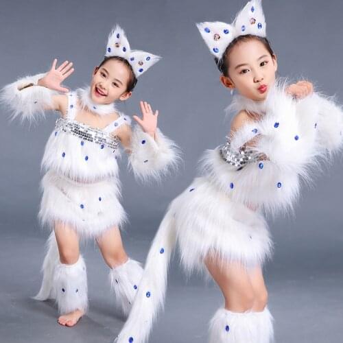 Halloween Carnival Party Fancy Kids Girls Cosplay Costumes Animal Soft Kitty Cat Clothing Set Stage Wear Dance Clothes for Girl