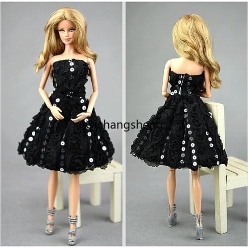 Classic Black Sequin Rose Princess Dresses 11.5" Doll Clothes for Barbie Clothes Outfits Party Gown 1/6 BJD Doll Accessories Toy