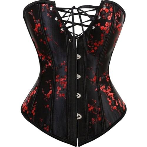 Flower Lace Up Corset Sexy Embroider Overbust Corsets Bustier Top For Womens Wedding Shapewear Burlesque Outfit Plus Size