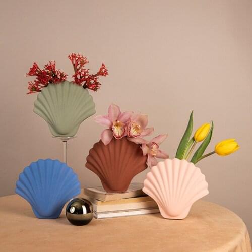 Creative Imitation Shell Ceramic Vase Modern Arts And Crafts Porcelain Hydroponic Flower Pot Fashion Ornaments Home Decoration