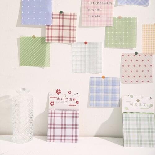 Creative Grid Memo Pad Aesthetic Stickers Journal DIY Hand Account Decoration Base Material Paper Scrapbook School Supplies
