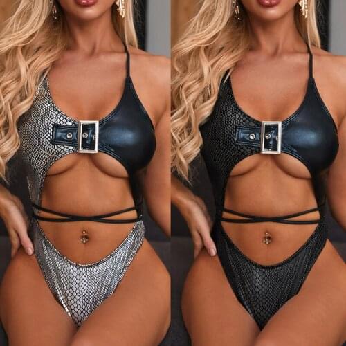 Autuspin Fashion Monokini Patchwork Bodysuit Sexy Womens Swimsuit Padded Swimwear Bodycon Low Waist Bikini Women One Piece Suit