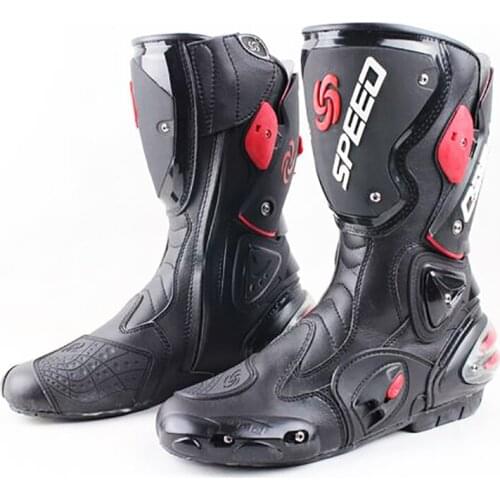 Motorcycle boots men speed 4 seasons Protective Gears moto shoes Black red white motorcycling boot motocross boots