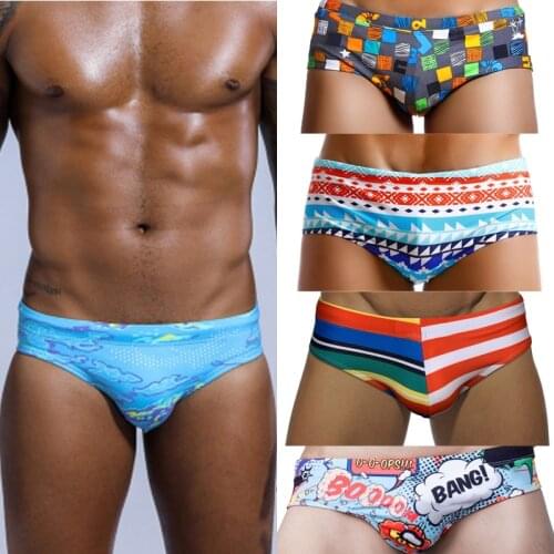 Printing Mens Swimsuit 2020 Sexy Bathing Suit Low Waist Swimwear Beachwear Breathable Bathing Beach Wear Surf Sexy Swim Trunks