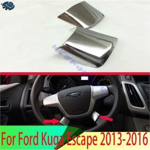 For Ford Kuga Escape 2013 2014 2015 2016 ABS Chrome Steering Wheel Panel Cover Bezel Trim Insert Badge Molding Garnish