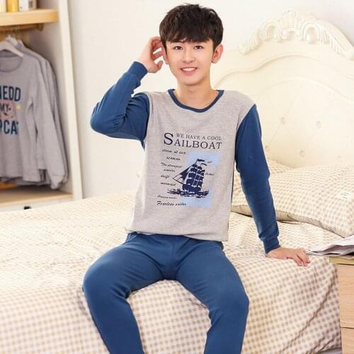 New Autumn Boys Autumn Pajamas Set Children Dinosaur Sport Sleepwear Pyjamas Kids Big Boys Long Sleeve Tops+Pants Nightwear 2PCS