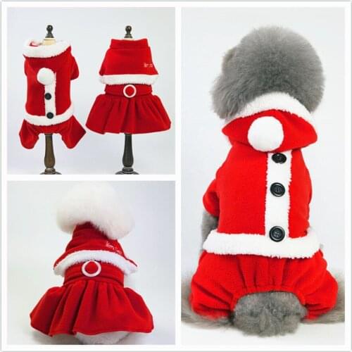 Pet Dog Clothes Winter Warm Coat Jacket Christmas Xmas Clothing For Dogs Red Chihuahua Teddy Dogs Costume Jumpsuit