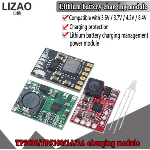TP5100 charging management power supply module board TP5000 1A 2A compatible with 4.2V 8.4V single and double lithium batteries