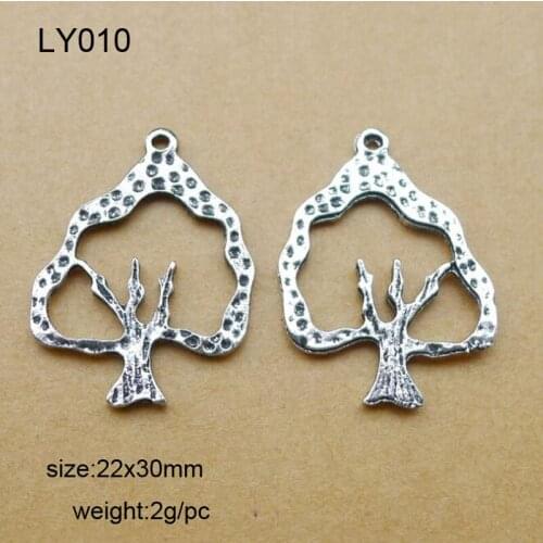 25pcs/lot Alloy Antique Silver 22x30mm Hollow Tree Charm Pendant Fit Bracelet Necklace DIY Metal Jewelry Making