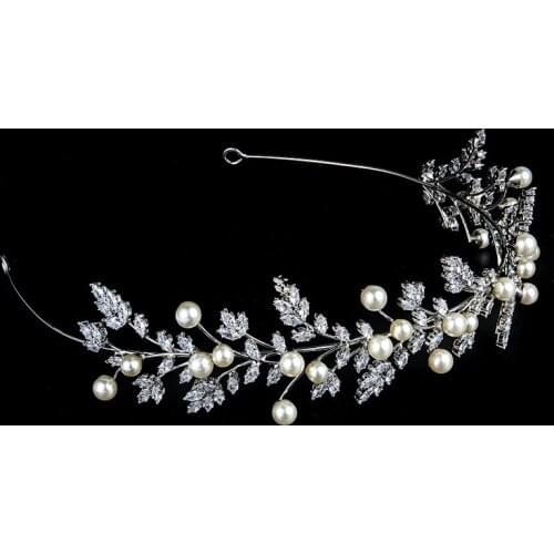 Full zircon Crown Headband real gold plated never fades Maple Leaf Zircon wedding Hair Accessories