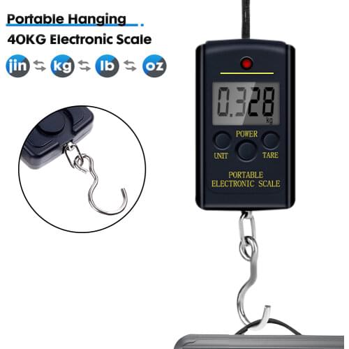 40kg x 10g Digital Scale for Fishing Luggage Travel Mini Weighing Scales Steelyard Hanging Hook Scale Kitchen Weight Tool 40%off