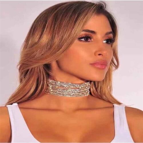 Luxury Necklace multi layer Rhinestone Necklace womens layered collar Maxi Necklace statement jewelry luxury wedding