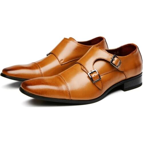 ShowMyHot Handmade Mens Wingtip OFFICE Genuine Calf Leather Classic Wedding Men Dress Shoes Business Formal Shoes