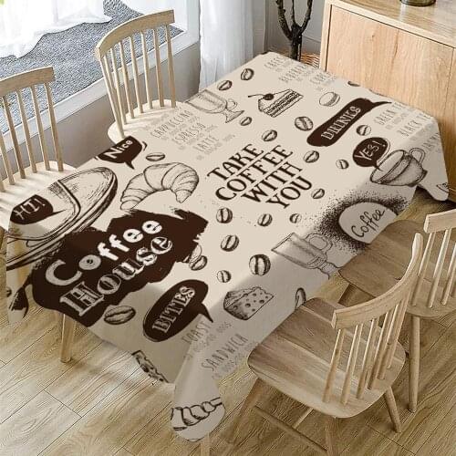 Delicious Coffee Tablecloth Waterproof Oilproof Rectangular Table Cloth Cafe Hotel Restaurant Family Holiday Tablecloth