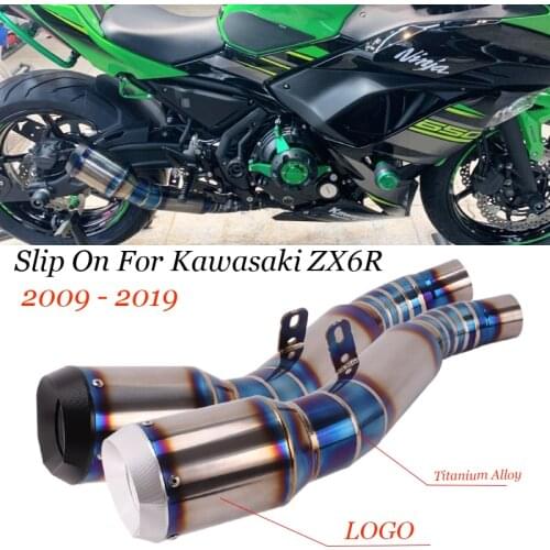 Slip On For Kawasaki ZX-6R ZX6R 636 2009 - 2019 Motorcycle Exhaust Escape Modified Titanium Alloy Middle Link Pipe CNC Muffler