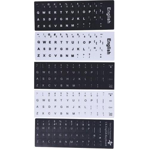 English Keyboard Replacement Stickers White on Black Any PC Computer Laptop