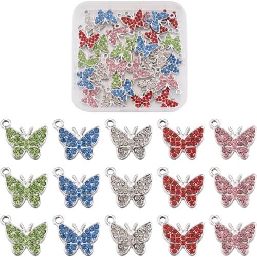 20pcs/box Alloy Rhinestone Crystal Pendants, Mixed Shapes Charms Pendants for necklace jewelry DIY making