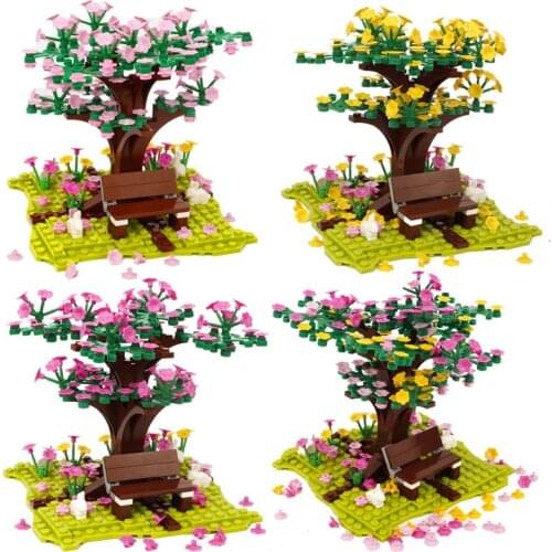 Flower Tree City Building Blocks Plant Diy Accessories Trunk Grass Bamboo Leaf Military Moc Part Bricks Toys Gift For Kids