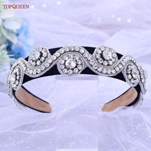 TOPQUEEN S10-D Rhinestone Wedding Headband Trendy Party Hair Jewelry Bridal Hair Tiara Crown Wholesale Bridal Hair Accessories