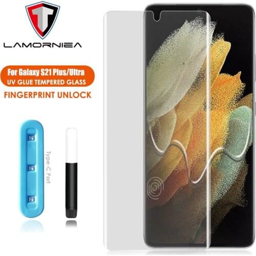 UV Glass For Samsung S8 S9 S10 S20 FE S21 Note 10 20 Plus Screen Protector For Galaxy S21 Ultra Full Glue Tempered Glass Film