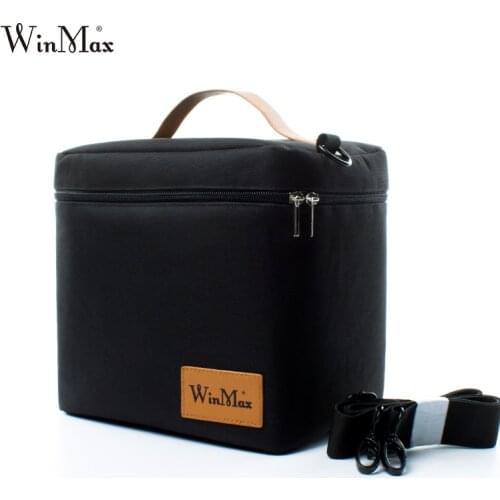 Winmax Factory Outlet Black Thermal Insulated Daily Lunch Bag Box Sets Portable Food Fresh Keep Big Container Picnic Cooler Bags