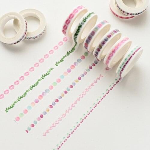 Japanese Stationery Washi Paper Tape Watercolor Flower Leaf Parting Line Decorative Masking Tapes Scrapbooking Sticker Washitape