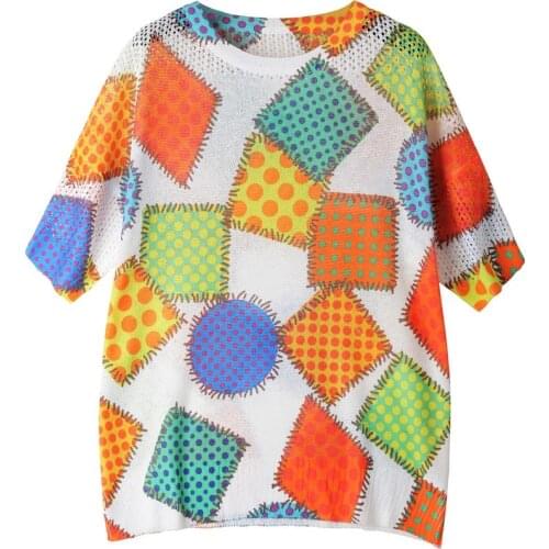 Funny Cartoon Knitted short Sleeve Harajuku Kawaii Cute Spring Summer Womens Tops And Blouses cardigan mujer Oversized Sweater