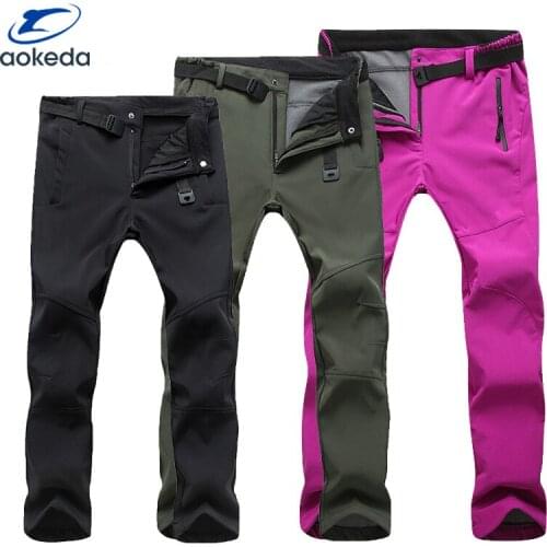 Winter Warm Waterproof Pants Men fleece Women Climbing Trekking Sports Trousers Camping Ski Softshell Fleece Hiking Pants