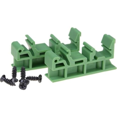 1Set=2pcs adapter+4 screws Rail Mounting Adapter Clips Black Green PCB DIN C45 Circuit Board Bracket Holder Carrier