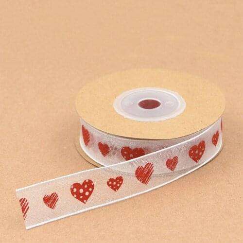 10 Meters Loving Heart Design Dacron Ribbons -Wires /Strings /Ribbon Craft Supply Wedding Party Decorations 15mm