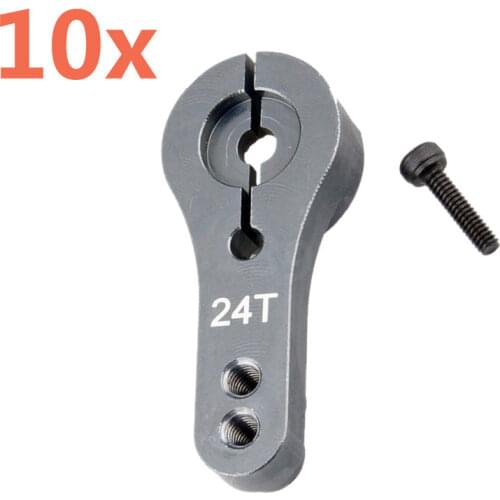 10Pcs CNC Aluminum Servo Motor Arm Horn 24T Alloy For Torque Metal Pro EMAX Servo Motor 1/8 1/10 Scale Models RC Car HPI Baja