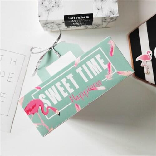 10PCS Flamingo Pattern Candy Cookies Gift Boxs Nougat Chocolate Dessert Box Wedding Party Favors Portable Decorations Boxes